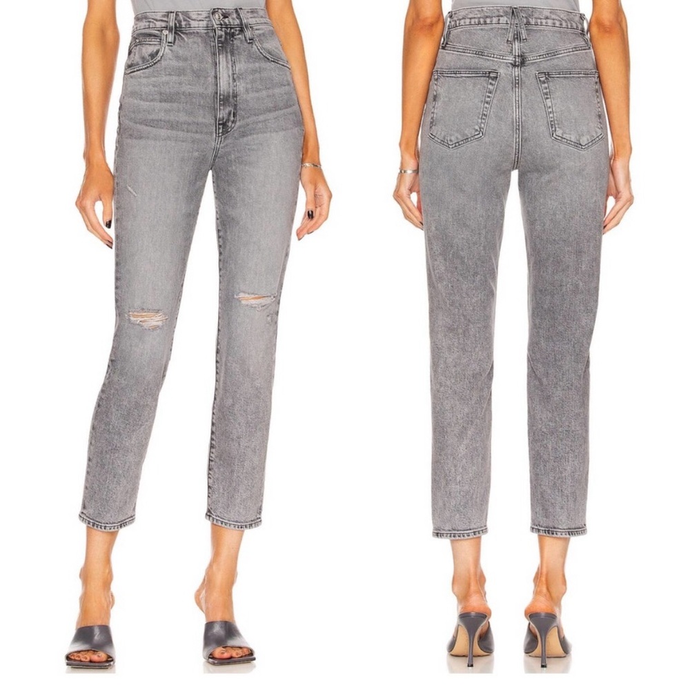 NEW SLVRLAKE Beatnik Ankle Jeans After Midnight Light Grey Distressed